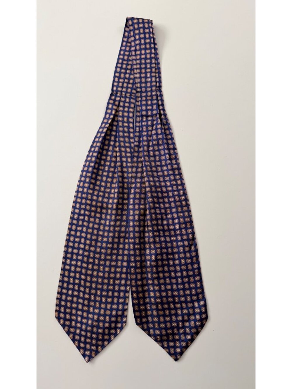 Hardy Amies Blue & Orange Geometric Pattern Scarf Ascot Tie